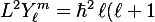 L^2 Y_\ell^m = \hbar^2\,\ell(\ell+1)\,Y_\ell^m